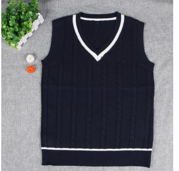 2021  School Uniform Sweaters Vest For Girls Boys British Student Uniforms V- neck Vest Sweaters Tank Top