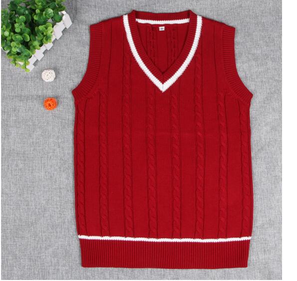 2021  School Uniform Sweaters Vest For Girls Boys British Student Uniforms V- neck Vest Sweaters Tank Top