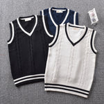 British Preppy School Girl Sleeveless Jk Sweater Vest School Uniform V-neck Japanese Boys And Girls Students Korean Knitted Vest