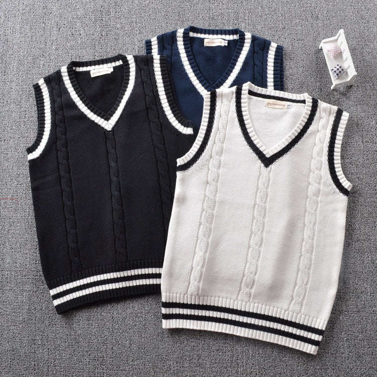 British Preppy School Girl Sleeveless Jk Sweater Vest School Uniform V-neck Japanese Boys And Girls Students Korean Knitted Vest