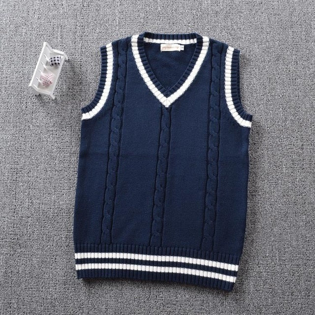 British Preppy School Girl Sleeveless Jk Sweater Vest School Uniform V-neck Japanese Boys And Girls Students Korean Knitted Vest