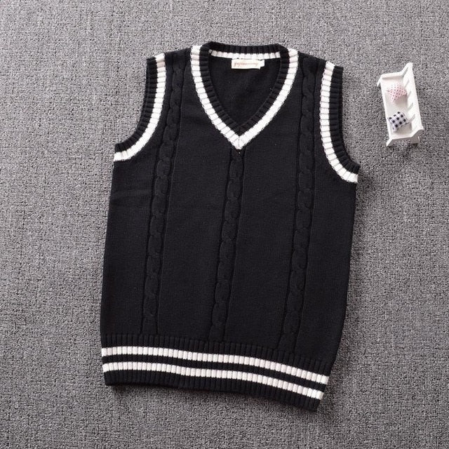 British Preppy School Girl Sleeveless Jk Sweater Vest School Uniform V-neck Japanese Boys And Girls Students Korean Knitted Vest