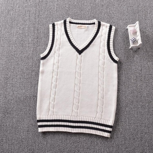 British Preppy School Girl Sleeveless Jk Sweater Vest School Uniform V-neck Japanese Boys And Girls Students Korean Knitted Vest