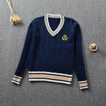 British School Uniform Jk Boy/girls Cute Knitted Sweater Cotton School Girls Uniform Jk Sweet Long Sleeve Sweater Blue White
