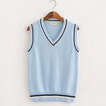 British school girl Sleeveless Sweater Vest School Uniforms V-neck Japanese Boys And Girls Students Korean Knitted Vest