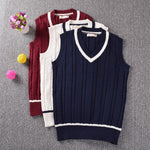 British Preppy School Girl Sleeveless Sweater Vest School Uniforms V-neck Japanese Boys And Girls Students Korean Knitted Vest