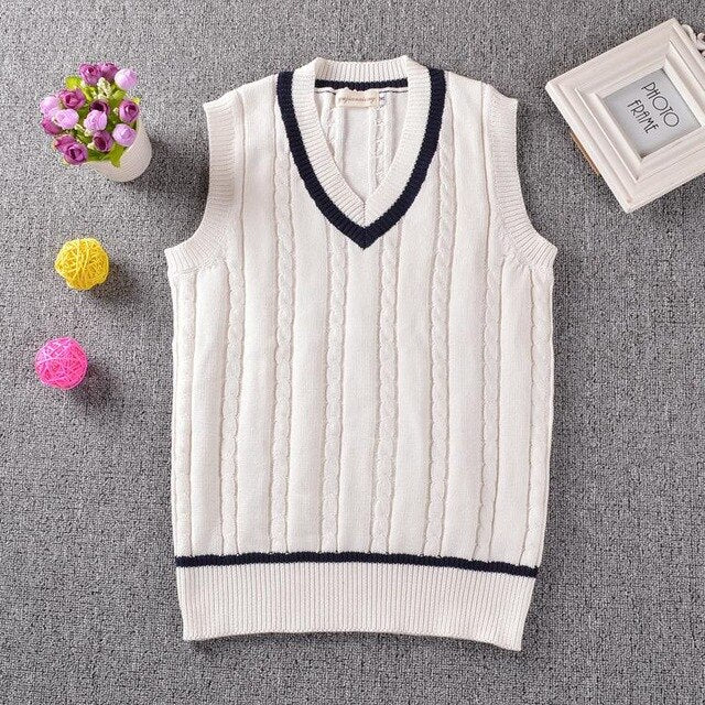 British Preppy School Girl Sleeveless Sweater Vest School Uniforms V-neck Japanese Boys And Girls Students Korean Knitted Vest