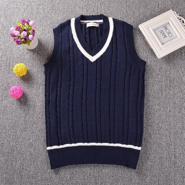 British Preppy School Girl Sleeveless Sweater Vest School Uniforms V-neck Japanese Boys And Girls Students Korean Knitted Vest