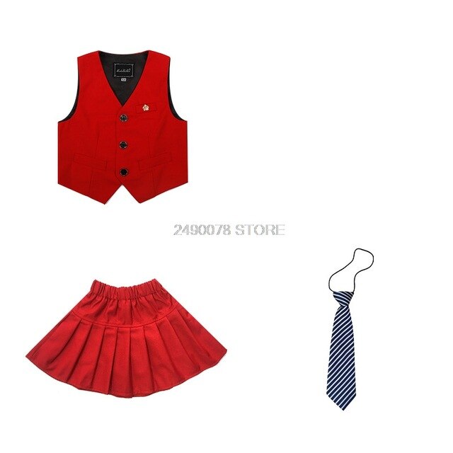 Boys Girls School Uniforms British Style Suit Students Kindergarten Suit Girls Party Skirt Dress Performance Sport Clothing Set