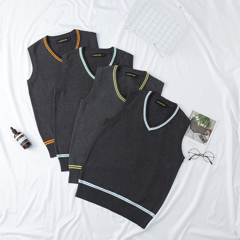 School Uniform Sweater Coat For Boys Anime Cosplay Costumes Men And Women Gray V-neck Cardigan Outerwear Sweater Sleeveless vest