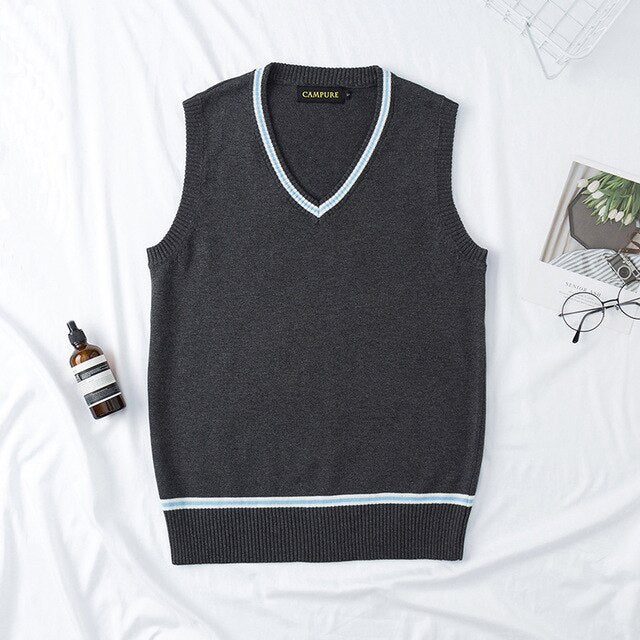 School Uniform Sweater Coat For Boys Anime Cosplay Costumes Men And Women Gray V-neck Cardigan Outerwear Sweater Sleeveless vest