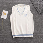 New Shelves Korean School Uniform Vest Fashion V-neck Jk Embroidery  Pullover School Girl Boys British Sweater Vest Tank Top XXL
