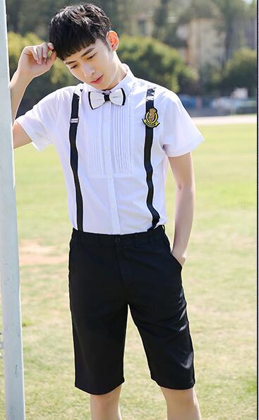 Students School Uniform Decorate Strap Decoration Short Sleeve School Wear Short-sleeved 2pcs Middle School Clothes D-0565
