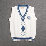British Korean School Girl Sleeveless Sweater Vest School Uniforms V-neck Japanese Boys And Girls Students Korean Knitted Vest