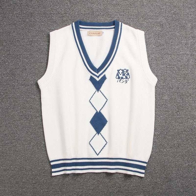 British Korean School Girl Sleeveless Sweater Vest School Uniforms V-neck Japanese Boys And Girls Students Korean Knitted Vest