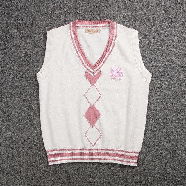 British Korean School Girl Sleeveless Sweater Vest School Uniforms V-neck Japanese Boys And Girls Students Korean Knitted Vest
