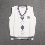 British Korean School Girl Sleeveless Sweater Vest School Uniforms V-neck Japanese Boys And Girls Students Korean Knitted Vest