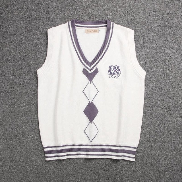 British Korean School Girl Sleeveless Sweater Vest School Uniforms V-neck Japanese Boys And Girls Students Korean Knitted Vest