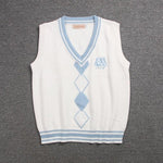 British Korean School Girl Sleeveless Sweater Vest School Uniforms V-neck Japanese Boys And Girls Students Korean Knitted Vest