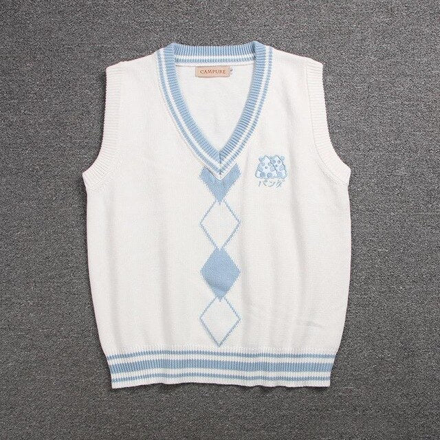 British Korean School Girl Sleeveless Sweater Vest School Uniforms V-neck Japanese Boys And Girls Students Korean Knitted Vest