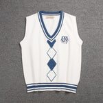 British Korean School Girl Sleeveless Sweater Vest School Uniforms V-neck Japanese Boys And Girls Students Korean Knitted Vest