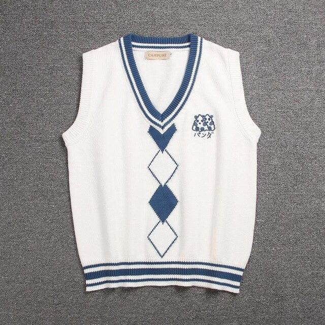 British Korean School Girl Sleeveless Sweater Vest School Uniforms V-neck Japanese Boys And Girls Students Korean Knitted Vest