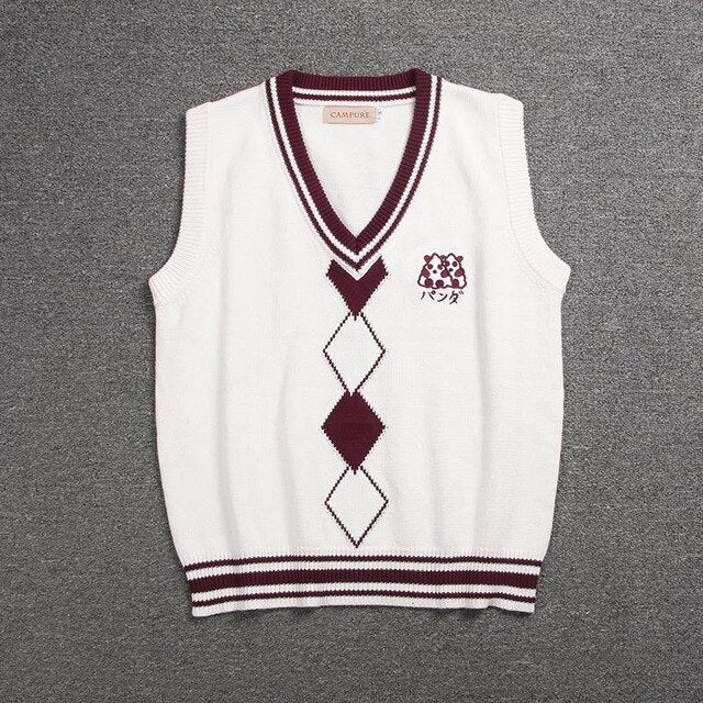 British Korean School Girl Sleeveless Sweater Vest School Uniforms V-neck Japanese Boys And Girls Students Korean Knitted Vest