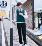 Student School Uniform 4pcs Winter Boy Girls Japanese Students Wear Tenneger College Uniforms Girls Boys Sweater Costume D-0548