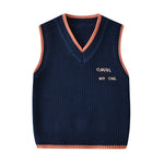 Autumn Vest Boy Pullover Sweetheart collar Waistcoat Girl Leopard Knitted School Uniform Winter Baby Clothes Sleeveless Sweaters