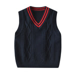 Autumn Vest Boy Pullover Sweetheart collar Waistcoat Girl Leopard Knitted School Uniform Winter Baby Clothes Sleeveless Sweaters