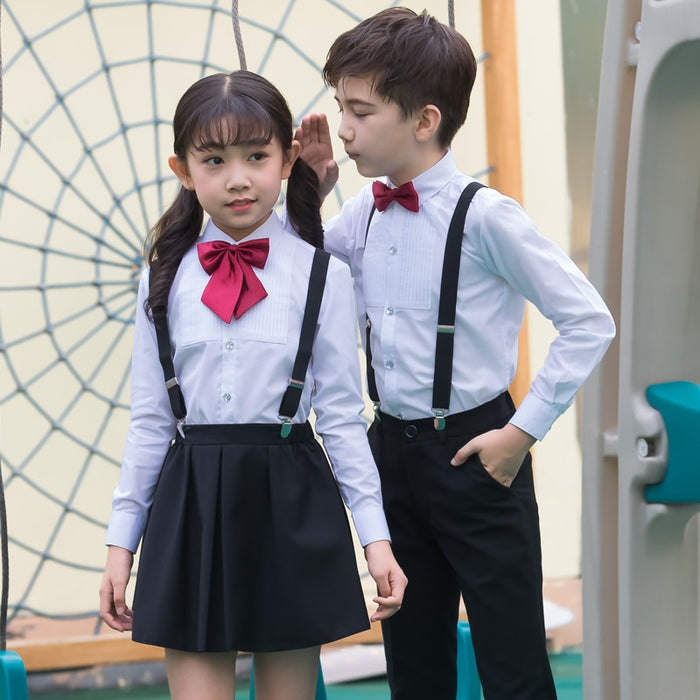 Children's uniforms  new style boys and girls fashion dress suits kindergarten pupils bibs show chorus costumes