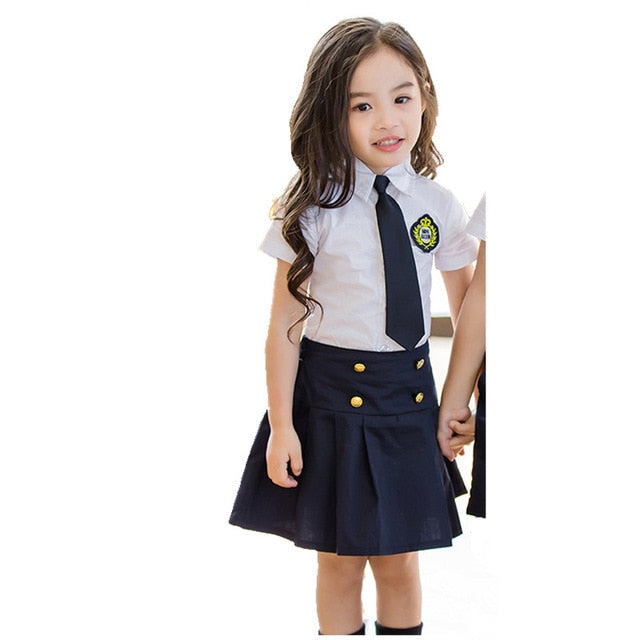 Children Korean Japanese Student Formal Preppy School Uniforms Girls Boys Kids Birthday Shirt Skirt Pants Tie Clothes Suit A29
