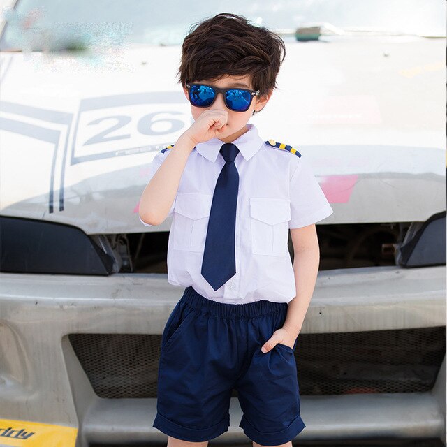 Kids Summer School Uniform Class Suit Tie T-shirt Skirt Shorts 2pcs Baby Boys Girl Choral Uniforms Children Clothing Set X3