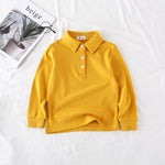 Autumn Boys And Girls Polo Shirts Kids Clothes Children's Clothing Long-Sleeve Cotton Solid School-Uniform Tops