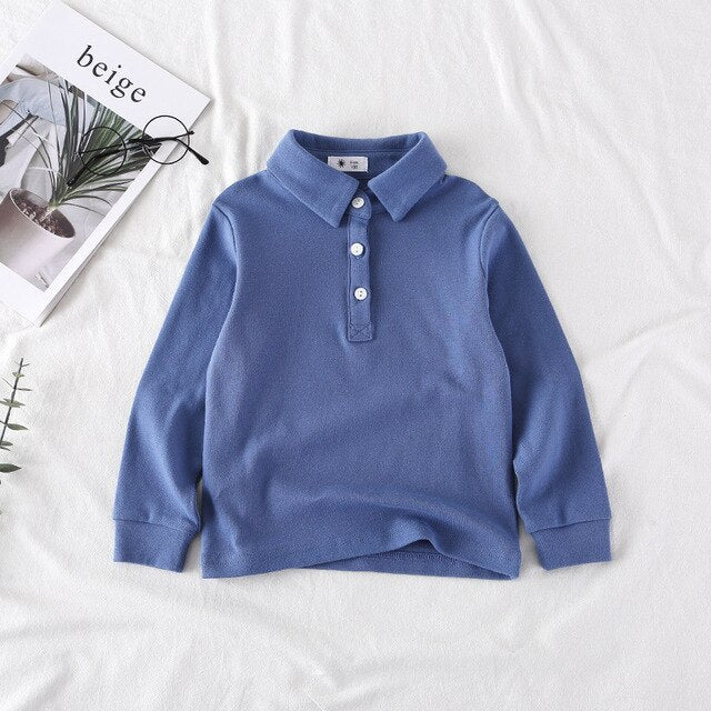 Autumn Boys And Girls Polo Shirts Kids Clothes Children's Clothing Long-Sleeve Cotton Solid School-Uniform Tops