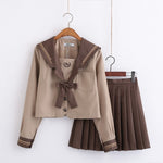 Students Long-sleeved School Uniforms Japan and Korea JK Uniforms Junior High School Boys and Girls Students Suit Coffee Colour