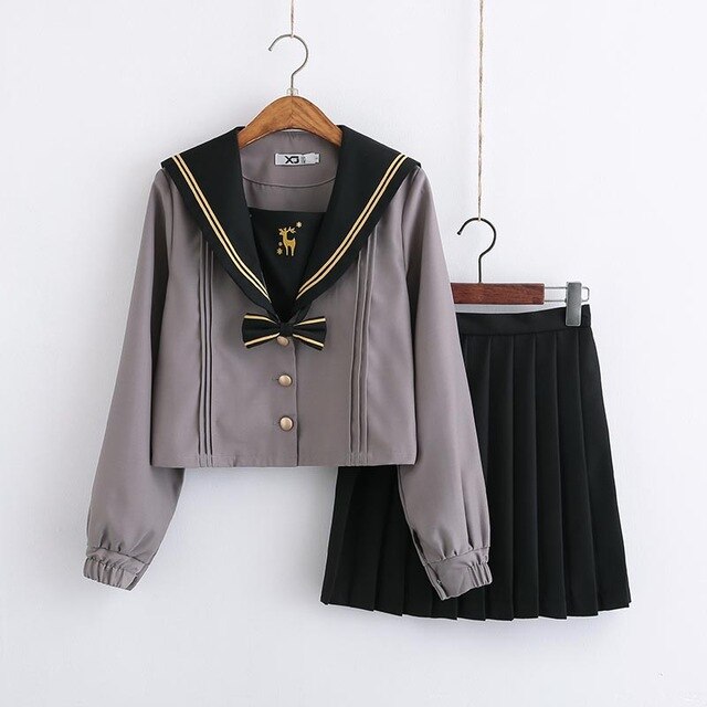 Students Long-sleeved School Uniforms Japan and Korea JK Uniforms Junior High School Boys and Girls Students Suit Coffee Colour