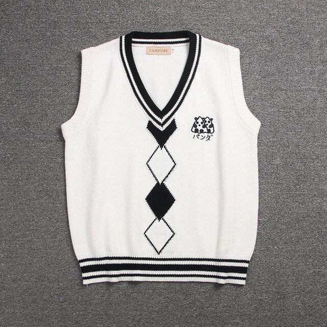 British Korean School Girl Sleeveless Sweater Vest School Uniforms V-neck Japanese Boys And Girls Students Korean Knitted Vest