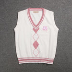 British Korean School Girl Sleeveless Sweater Vest School Uniforms V-neck Japanese Boys And Girls Students Korean Knitted Vest