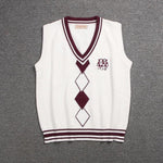 British Korean School Girl Sleeveless Sweater Vest School Uniforms V-neck Japanese Boys And Girls Students Korean Knitted Vest
