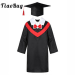 Kids Boys Girls Primary School Uniforms Graduation Gown with Tassel Cap Set Children Students Costume Photography Roleplay Dress