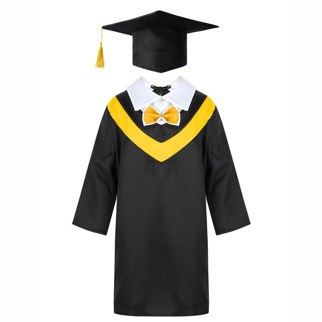 Kids Boys Girls Primary School Uniforms Graduation Gown with Tassel Cap Set Children Students Costume Photography Roleplay Dress