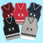 Autumn British School Girl Sleeveless Sweater Vest School Uniforms V-neck Japanese Boys And Girls Students Korean Knitted Vest