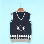 Autumn British School Girl Sleeveless Sweater Vest School Uniforms V-neck Japanese Boys And Girls Students Korean Knitted Vest