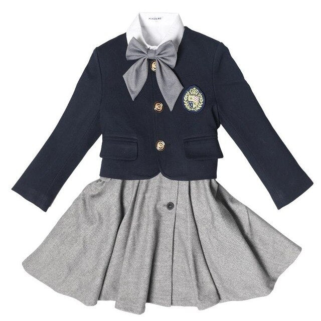 Children Autumn British School Uniform Boys Girls Gray Clothes Suit Blazer Coat Dress Japan Student Uniform School Girl Outfit