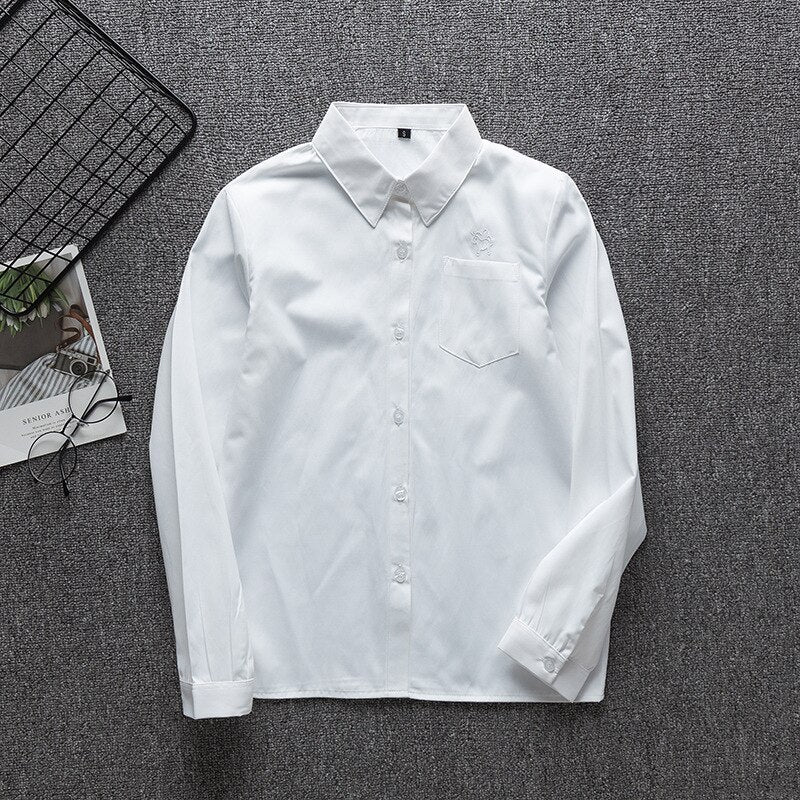 School Dress Long Sleeve Women White Shirt Women Japanese Student Girls And Boy Uniform Top Large-Size XS-5XL Unicorn JK Uniform