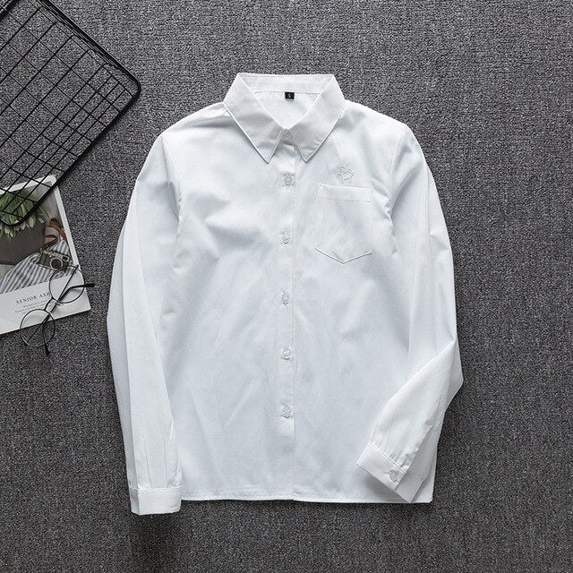 School Dress Long Sleeve Women White Shirt Women Japanese Student Girls And Boy Uniform Top Large-Size XS-5XL Unicorn JK Uniform