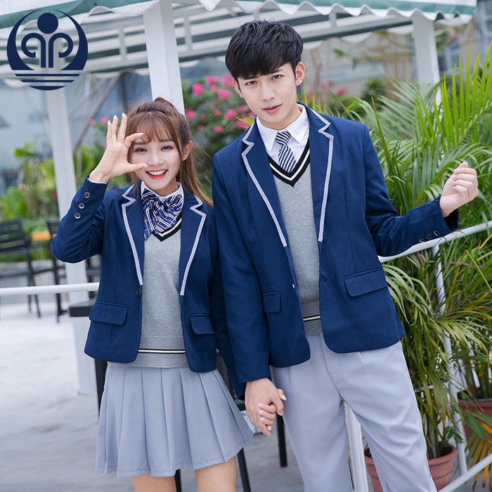 Newest Students School Uniforms Boys Girls Navy Sailor Clothes Japanese Sweater Jacket Student British Style Outfits D-0546