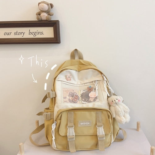 Cute Girls Backpack Women Large Capacity Ins Simple School Bags for Teens Female Korean Harajuku School Student Bookbag Ladies