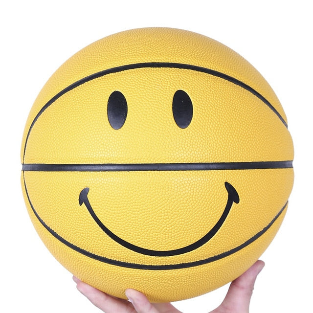 Smiley Basketball Ball Smiling Face Street Basket Ball Size 5/7 Professional Match Training Basketball Multicolor Gift for Boys